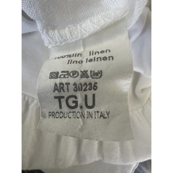 TG.U 100% Linen EXTRA Wide Leg Pant Italy Lagonlook Coastal Beachy Pockets White - Picture 8 of 11